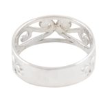 Sterling silver band ring, 'Jali Vines' - Sterling Silver Jali Vine Themed Band Ring from India