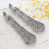 Aluminum incense holders, 'Ganesha Guardian' (pair) - Ornate Aluminum Incense Holders (Pair)
