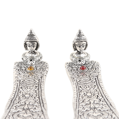 Räucherstäbchenhalter aus Aluminium, (Paar) - Handgefertigte Räucherstäbchenhalter mit Buddha-Motiv (Paar)