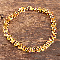 Gold-plated citrine tennis bracelet, 'Sun Garland'