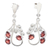 Rhodium-plated garnet dangle earrings, 'Blazing Leaves' - Handmade Rhodium-Plated Garnet Dangle Earrings
