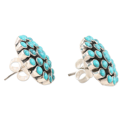 Sterling silver drop earrings, 'Floral Burst' - Hand Crafted Sterling Silver Drop Earrings
