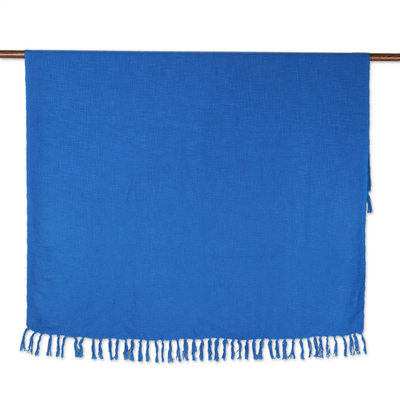 Überwurfdecke aus Baumwolle - Decke aus geflammter Baumwolle in Blau