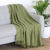 Cotton throw blanket, 'Avocado Charm' - Fringed All-Cotton Throw in Green
