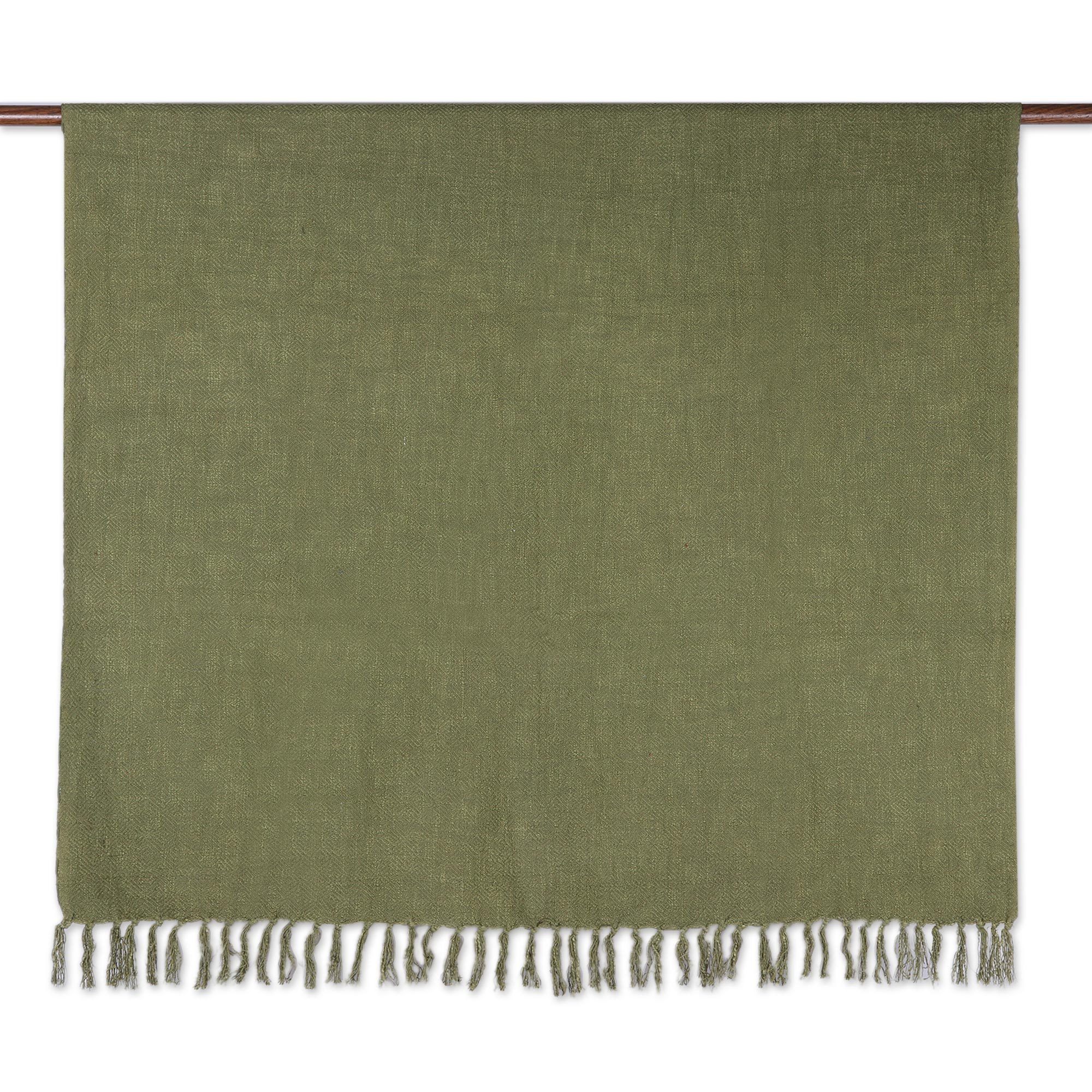 Fringed AllCotton Throw in Green Avocado Charm NOVICA