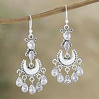 Cubic zirconia dangle earrings, 'Heaven's Light' - Cubic Zirconia and Sterling Silver Dangle Earrings