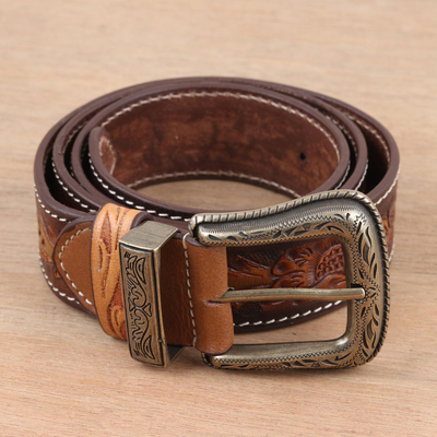 Men's leather belt, 'Sonora' - Handmade Brown Leather Men's Belt