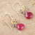 Vergoldete Ohrhänger aus Quarz und Labradorit - Rosa Quarz-Ohrringe mit 22 Karat vergoldeten Haken