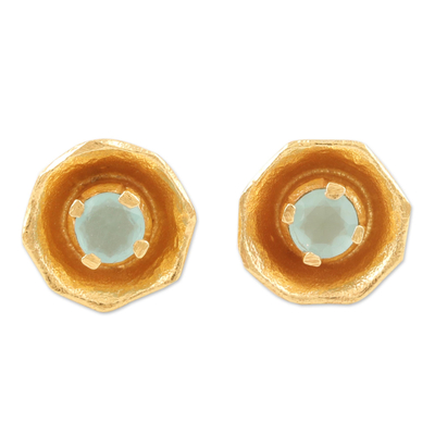 Handcrafted 22k Gold Plate Chalcedony Earrings