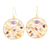 Gold plated multi-gemstone dangle earrings, 'colourful Galaxy' - Multi-Gem Earrings in 22k Gold Plated Silver