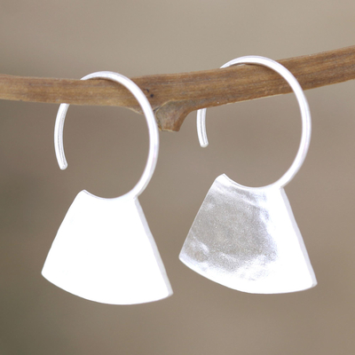 Sterling silver half-hoop earrings, Blade