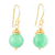 Gold-plated jade dangle earrings, 'Green Orb' - 22k Gold-Plated Beaded Green Jade Dangle Earrings from India