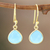 Gold-plated chalcedony dangle earrings, 'Cool Pool' - Blue Chalcedony Dangle Earrings