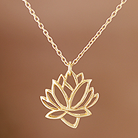 Featured review for Gold-plated pendant necklace, Lotus of the Land
