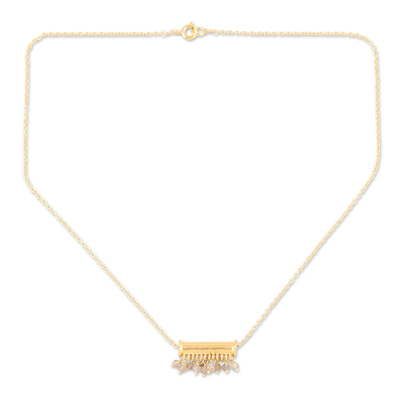 Gold-plated labradorite pendant necklace, 'Fancy Free' - Indian Gold-Plated Labradorite Pendant Necklace