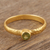 Gold plated peridot solitaire ring, 'Moon Over Jaipur' - Handmade Gold Plated Peridot Ring