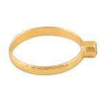 Gold plated peridot solitaire ring, 'Moon Over Jaipur' - Handmade Gold Plated Peridot Ring