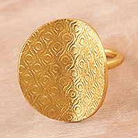Gold-plated sterling silver cocktail ring, 'Modern Ogee' - Artisan Crafted 22k Gold Plated Ring