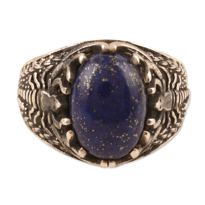 Sterling Silver Scorpion Ring with Lapis Lazuli for Men