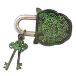Brass lock and key set, 'Hear Me Roar' (3 pieces) - Brass Lock and Key Set with Lion Motif (3 Pieces)