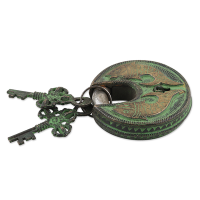 Juego de cerradura y llave de latón, (3 piezas) - Juego de cerradura y llave de latón con acabado antiguo (3 piezas)
