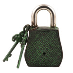 Brass lock and key set, 'King of Midnight' (3 pieces) - Brass Lock and Key Set with Owl Motif (3 Pieces)