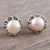 Cultured pearl button earrings, 'Slice of Heaven' - Cultured Pearl and Sterling Silver Button Earrings