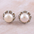 Cultured pearl button earrings, 'Slice of Heaven' - Cultured Pearl and Sterling Silver Button Earrings