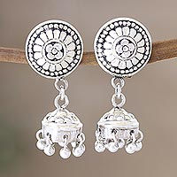 Sterling silver dangle earrings, 'Slipping Away' - Hand Made Sterling Silver Dangle Earrings