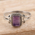 Amethyst single stone ring, 'Last Hour' - Amethyst and Sterling Silver Single Stone Ring (image 2) thumbail