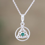 Aventurine pendant necklace, 'Celtic Green' - Indian Aventurine and Sterling Silver Pendant Necklace