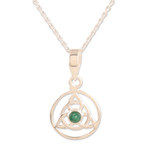 Aventurine pendant necklace, 'Celtic Green' - Indian Aventurine and Sterling Silver Pendant Necklace