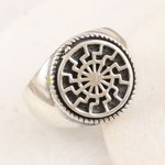 Men's sterling silver signet ring, 'Creative Mandala' - Men's Sterling Silver Signet Ring with Mandala Motif