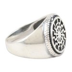 Men's sterling silver signet ring, 'Creative Mandala' - Men's Sterling Silver Signet Ring with Mandala Motif