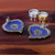 aluminium incense holders, 'Blue Betel' (pair) - Blue Resin Mosaic Incense Holders (Pair)