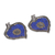 aluminium incense holders, 'Blue Betel' (pair) - Blue Resin Mosaic Incense Holders (Pair)