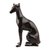 Aluminum statuette, 'Watch Dog' - Hand Made Black Aluminum Dog Statuette