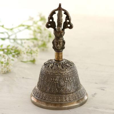 Campana de bronce - Campana de latón decorativa hecha a mano de la India
