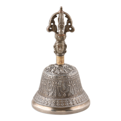 Handmade Decorative Brass Bell from India, 'Ring True