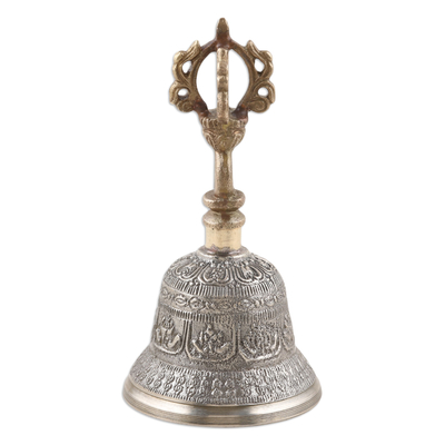Decorative brass bell, 'Ring Theory' - Artisan Crafted Decorative Brass Bell from India
