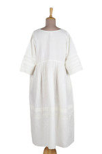Cotton-linen blend a-line dress, 'Picnic Lace' - Cotton-Linen Blend A-Line Dress with Lace Detailing