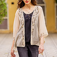 Embellished layering jacket, 'Jaipur Glam' - Beaded layering Jacket