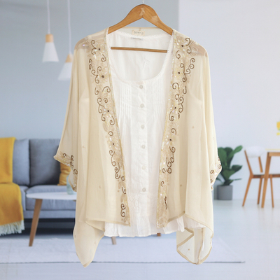 Embellished layering jacket, 'Jaipur Glam' - Beaded layering Jacket