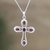 Garnet pendant necklace, 'High Faith' - Sterling Silver and Garnet Pendant Necklace with Cross Motif (image 2) thumbail