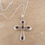 Garnet pendant necklace, 'High Faith' - Sterling Silver and Garnet Pendant Necklace with Cross Motif (image 2b) thumbail