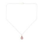 Rose quartz jewelry set, 'Pink Crush' - Indian Rose Quartz Earring and Necklace Set