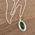 Halskette mit Onyx-Anhänger - Halskette mit Anhänger aus indischem grünem Onyx und Sterlingsilber