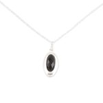 Onyx pendant necklace, 'Liquid Mirror in Black' - Hand Made Black Onyx and Sterling Silver Pendant Necklace