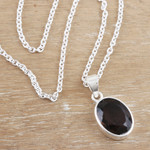 Smoky quartz pendant necklace, 'Grey Vapor' - Smoky Quartz and Sterling Silver Pendant Necklace
