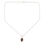 Smoky quartz pendant necklace, 'Grey Vapor' - Smoky Quartz and Sterling Silver Pendant Necklace